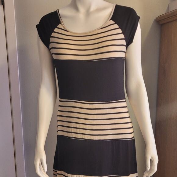 Espresso Striped Maxi Dress - Tan Black - Size XL - Slinky Beachy Lightweight - Picture 2 of 8